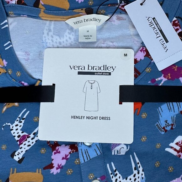 VERA BRADLEY BARK PARK DOGS HENLEY NIGHT DRESS/NIGHTSHIRT:NWT  MEDIUM or LARGE - Picture 3 of 15